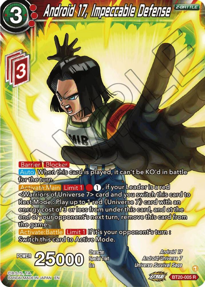 Android 17, Impeccable Defense (FOIL) / Rare / BT20