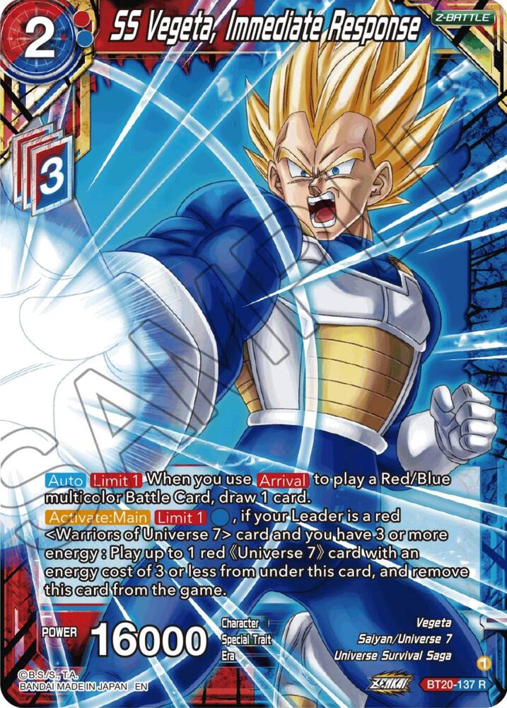 SS Vegeta, Immediate Response (FOIL) / Rare / BT20