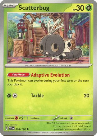 Scatterbug 008/198  - Reverse Holofoil SV01 Scarlet & Violet Base Set - Common