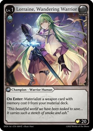 Lorraine, Wandering Warrior (004) - Dawn of Ashes 1st Edition Foil