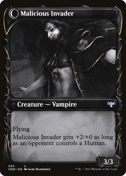 Innocent Traveler // Malicious Invader (VOW-294) - Innistrad: Crimson Vow: (Showcase, Double Faced Transform) Foil