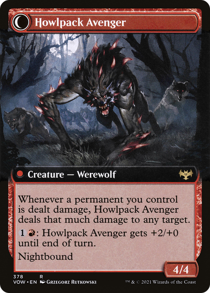 Ill-Tempered Loner // Howlpack Avenger (VOW-378) - Innistrad: Crimson Vow: (Extended Art, Double Faced Transform)