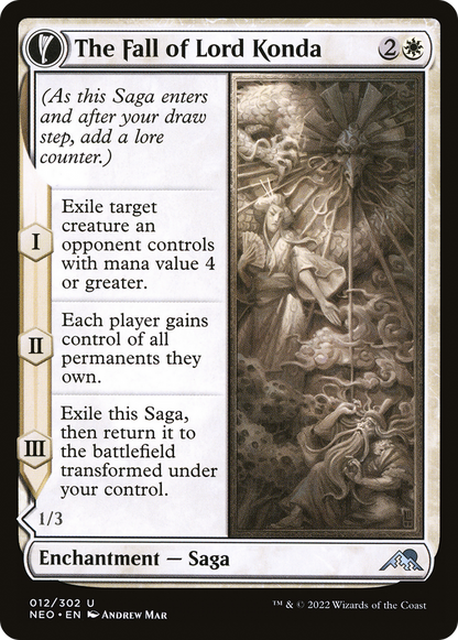 The Fall of Lord Konda // Fragment of Konda (NEO-012) - Kamigawa: Neon Dynasty: (fandfc, enchantment) Foil