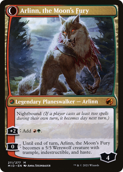 Arlinn, the Pack's Hope // Arlinn, the Moon's Fury (MID-211) - Innistrad: Midnight Hunt: (Double Faced Transform)