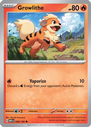 Growlithe 058/165  SV Scarlet & Violet 151 - Common