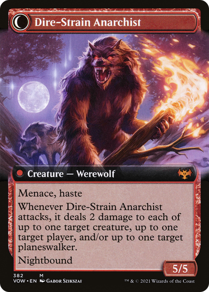 Volatile Arsonist // Dire-Strain Anarchist (VOW-382) - Innistrad: Crimson Vow: (Extended Art, Double Faced Transform) Foil