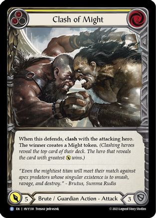 Clash of Might (Yellow) (HVY138) - Heavy Hitters Rainbow Foil