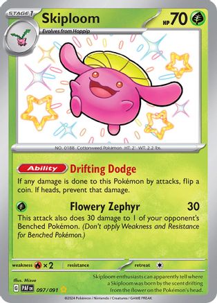 Skiploom 097/091  - Holofoil SV Paldean Fates - Shiny Rare