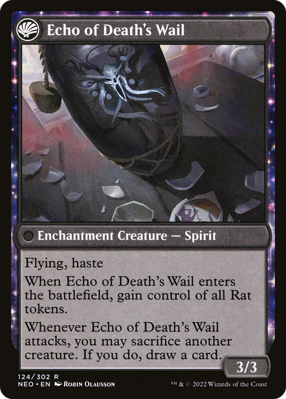 Tribute to Horobi // Echo of Death's Wail (NEO-124) - Kamigawa: Neon Dynasty: (fandfc, enchantment) Foil