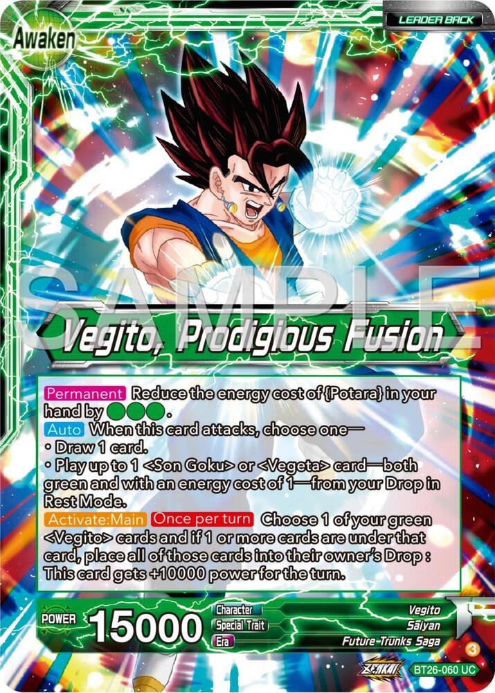 Son Goku & Vegeta // Vegito, Prodigious Fusion / Uncommon / BT26