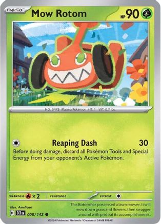 Mow Rotom 008/142  - Reverse Holofoil SV07 Stellar Crown - Common