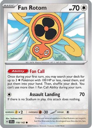 Fan Rotom 118/142  - Reverse Holofoil SV07 Stellar Crown - Common