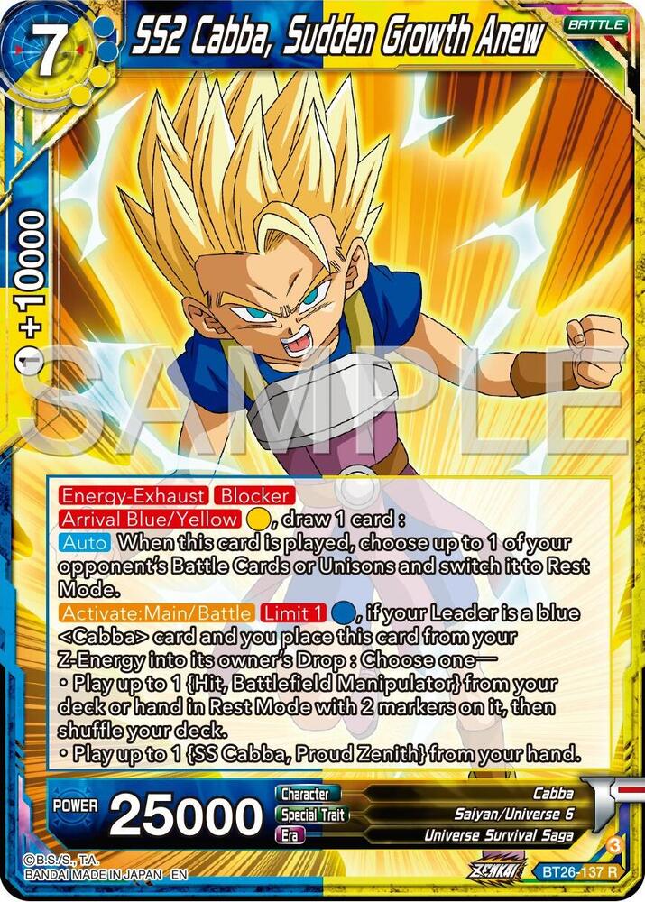 SS2 Cabba, Sudden Growth Anew / Rare / BT26