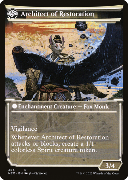 The Restoration of Eiganjo // Architect of Restoration (NEO-354) - Kamigawa: Neon Dynasty: (Showcase, fandfc)