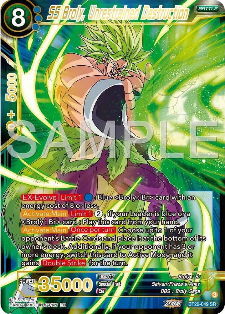 SS Broly, Unrestrained Destruction / Super Rare / BT26