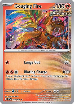 Gouging Fire 038/191  - Reverse Holofoil SV08 Surging Sparks - Rare
