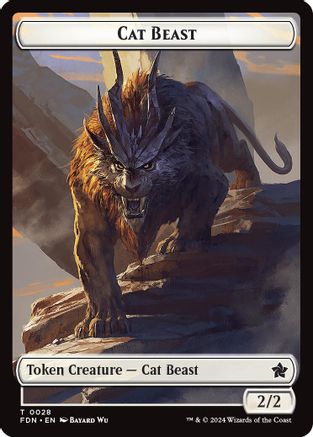 Cat Beast // Dragon (0017) Double-Sided Token (FDN-28 // 17) - Foundations