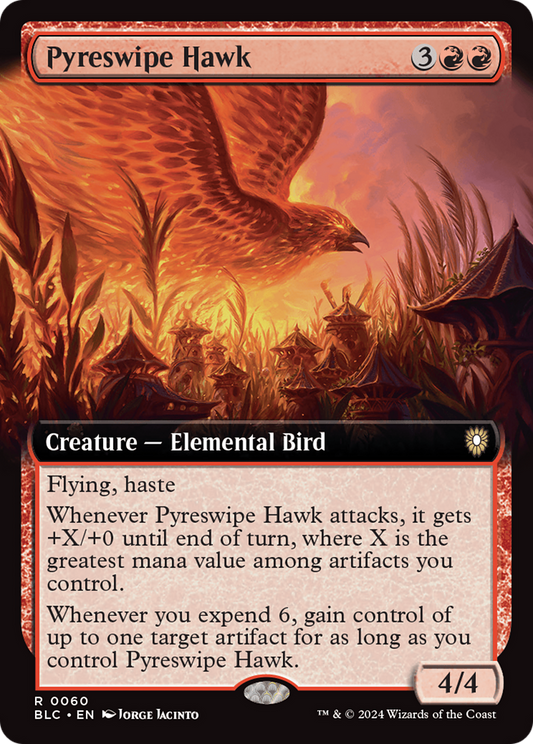 Pyreswipe Hawk (BLC-060) - Bloomburrow Commander: (Extended Art)
