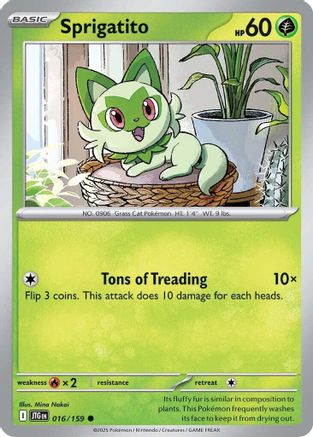Sprigatito 016/159  - Reverse Holofoil SV09 Journey Together - Common