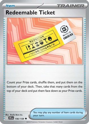 Redeemable Ticket 156/159  - Reverse Holofoil SV09 Journey Together - Uncommon