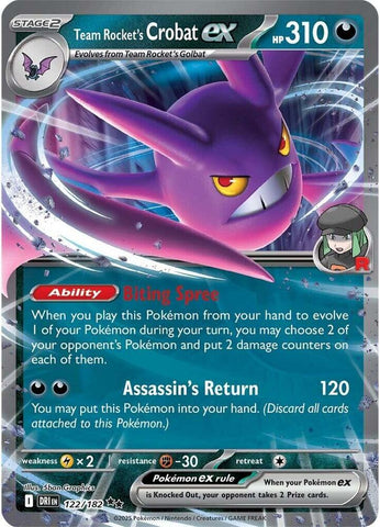 Team Rocket's Crobat ex - 122/182 / Double Rare / DRI