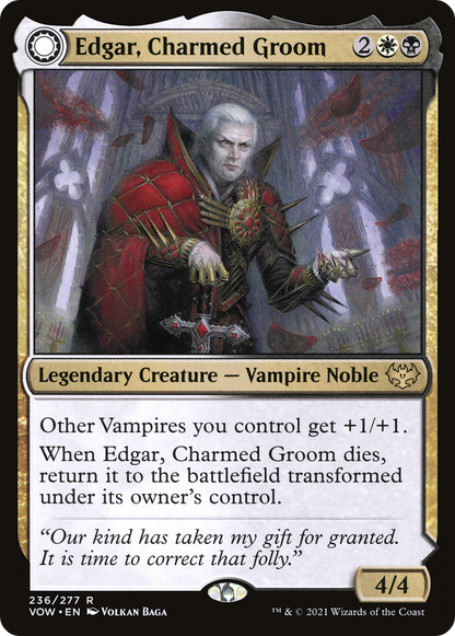 Edgar, Charmed Groom // Edgar Markov's Coffin (VOW-236) - Innistrad: Crimson Vow: (Double Faced Transform) Foil