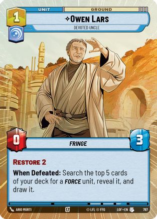 Owen Lars - Devoted Uncle (Hyperspace Foil) (797) - Legends of the Force Foil