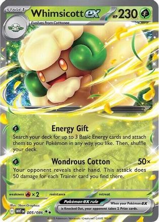 Whimsicott ex 005/086  - Holofoil SV White Flare - Double Rare