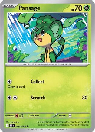 Pansage 004/086  - Reverse Holofoil SV Black Bolt - Common