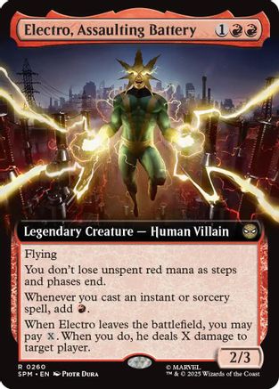 Electro, Assaulting Battery (Extended Art) (SPM-260) - Marvel's Spider-Man Foil