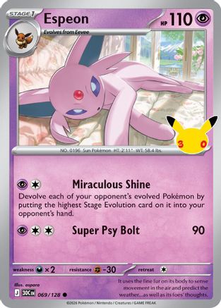 Espeon 069/128/128  - Holofoil ME 30th Celebration - Common