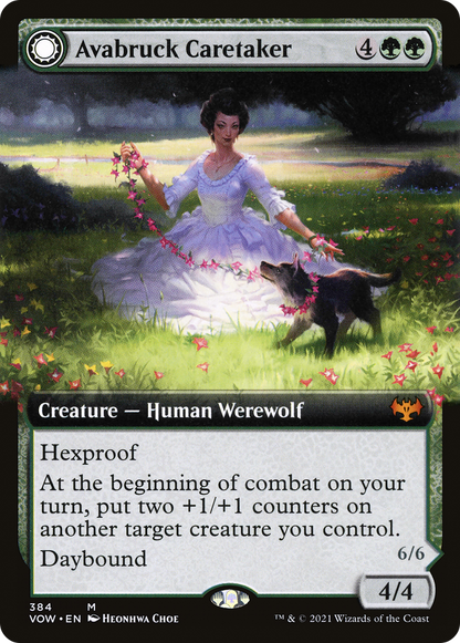 Avabruck Caretaker // Hollowhenge Huntmaster (VOW-384) - Innistrad: Crimson Vow: (Extended Art, Double Faced Transform)