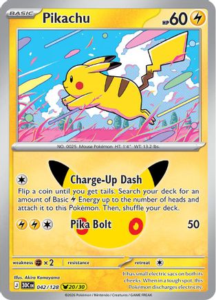 Pikachu 042/128/128  - Holofoil ME 30th Celebration - Pikachu Rare