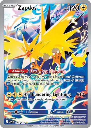 Zapdos 133/128/128  - Holofoil ME 30th Celebration - Illustration Rare