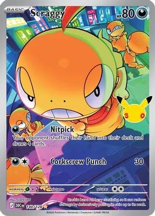 Scraggy 140/128/128  - Holofoil ME 30th Celebration - Illustration Rare