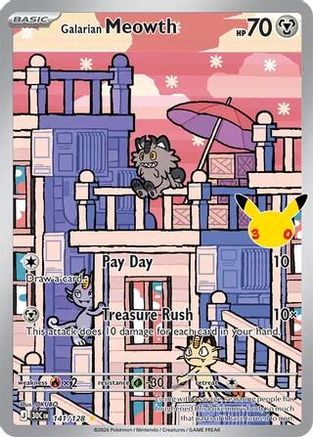 Galarian Meowth 141/128/128  - Holofoil ME 30th Celebration - Illustration Rare