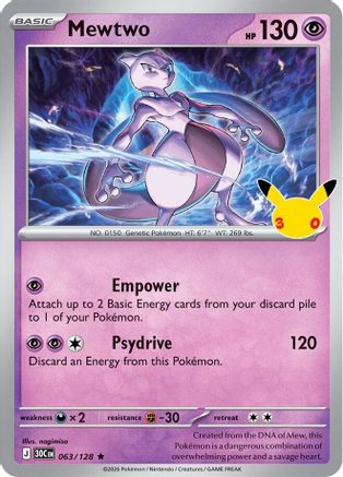 Mewtwo 063/128/128  - Holofoil ME 30th Celebration - Rare