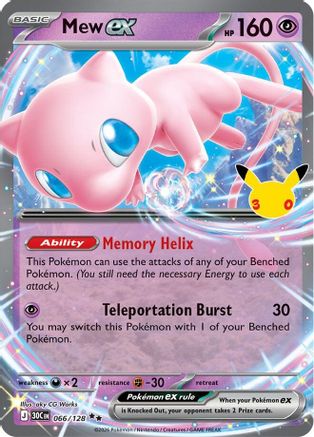 Mew ex 066/128/128  - Holofoil ME 30th Celebration - Double Rare