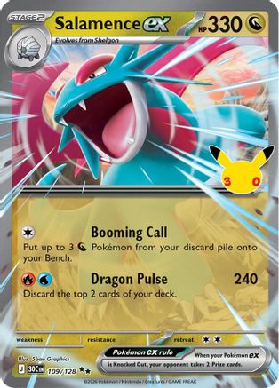 Salamence ex 109/128/128  - Holofoil ME 30th Celebration - Double Rare