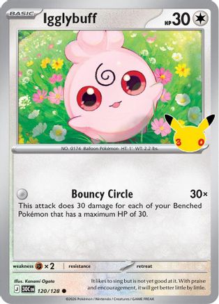 Igglybuff 120/128/128  - Holofoil ME 30th Celebration - Common