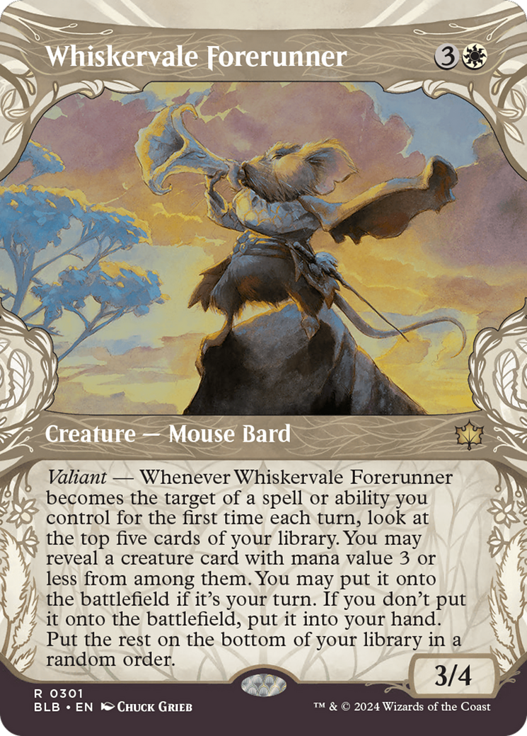 Whiskervale Forerunner (BLB-301) - Bloomburrow: (Showcase) (Borderless) Foil