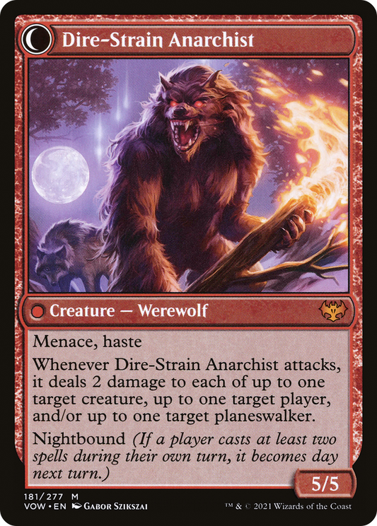 Volatile Arsonist // Dire-Strain Anarchist (VOW-181) - Innistrad: Crimson Vow: (Double Faced Transform)