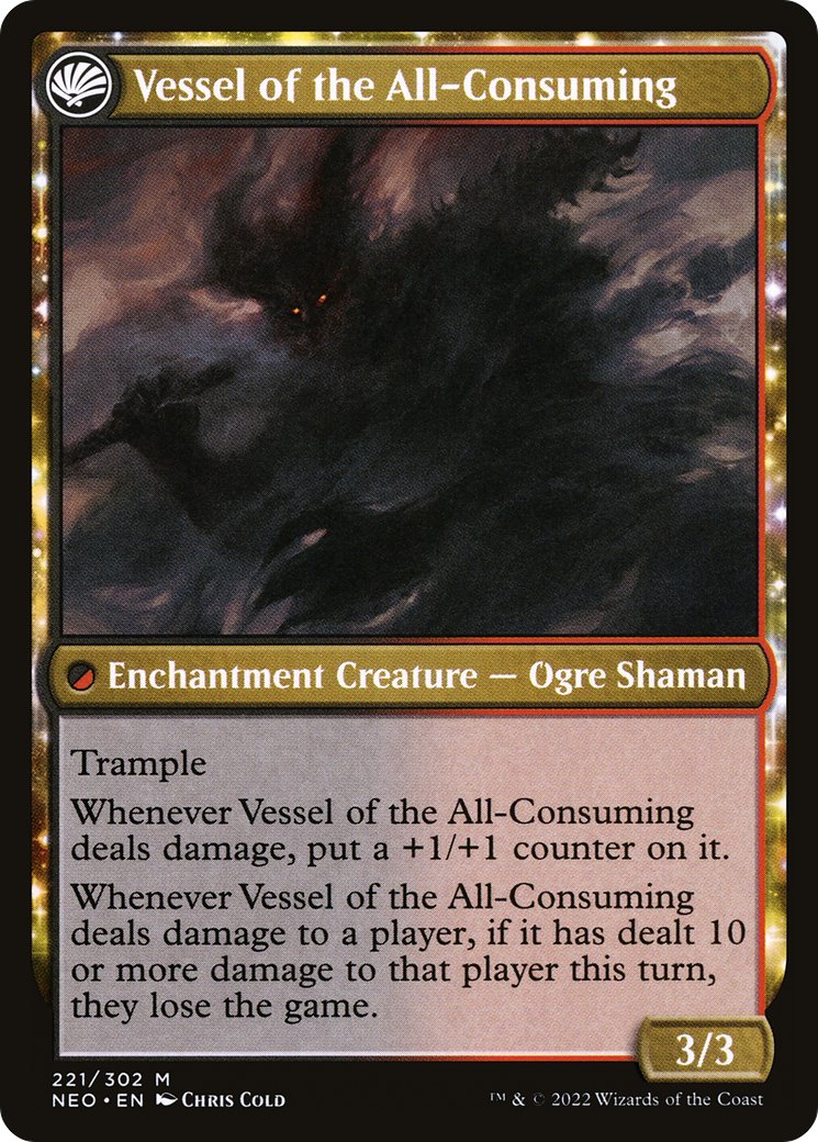 Hidetsugu Consumes All // Vessel of the All-Consuming (NEO-221) - Kamigawa: Neon Dynasty: (fandfc, enchantment) Foil