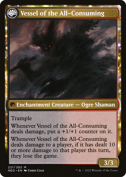 Hidetsugu Consumes All // Vessel of the All-Consuming (NEO-221) - Kamigawa: Neon Dynasty: (fandfc, enchantment) Foil