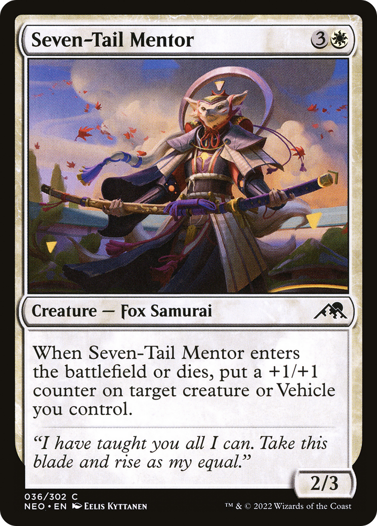 Seven-Tail Mentor (NEO-036) - Kamigawa: Neon Dynasty Foil
