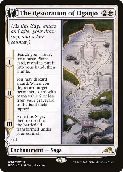 The Restoration of Eiganjo // Architect of Restoration (NEO-034) - Kamigawa: Neon Dynasty: (fandfc, enchantment)