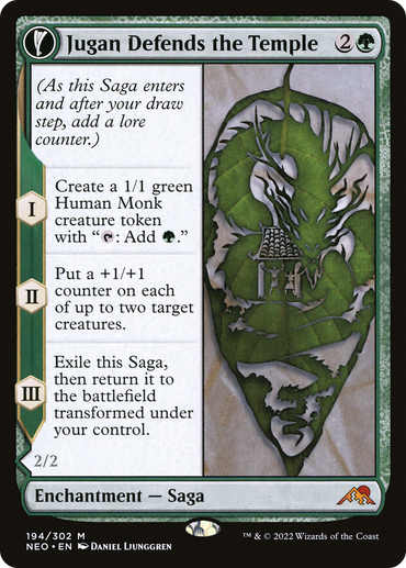Jugan Defends the Temple // Remnant of the Rising Star (NEO-194) - Kamigawa: Neon Dynasty: (fandfc, enchantment)
