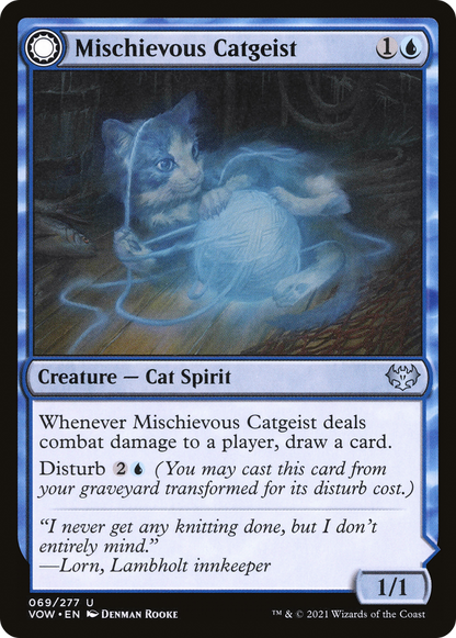 Mischievous Catgeist // Catlike Curiosity (VOW-069) - Innistrad: Crimson Vow: (Double Faced Transform) Foil