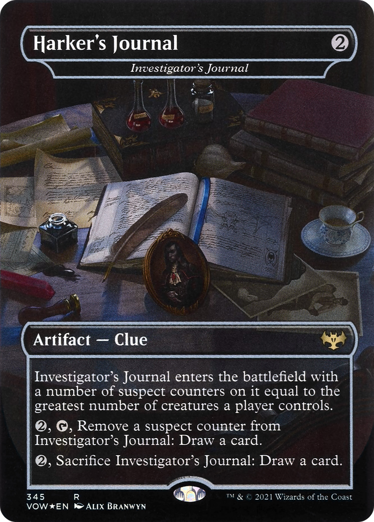 Investigator's Journal (VOW-345) - Innistrad: Crimson Vow / Harker's Journal (Borderless) Foil