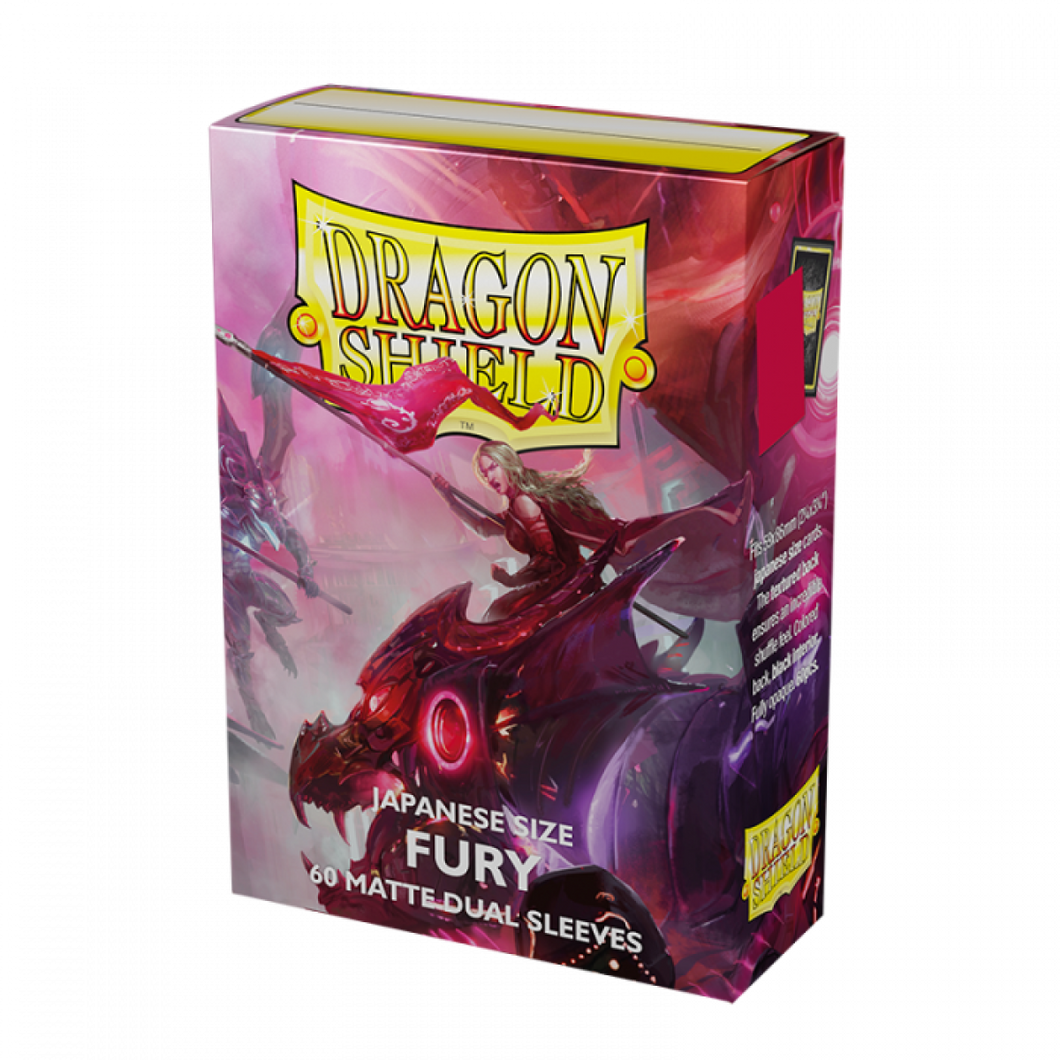 Dragon Shield: 60 Japanese Size Sleeves – Matte Dual – Fury (Alaric, Crimson King)